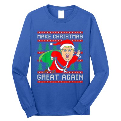 Funny Trump 2024 Make Christmas Great Again Ugly Sweater Cute Gift Long Sleeve Shirt