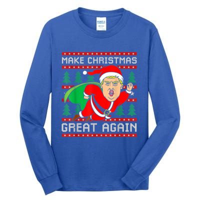 Funny Trump 2024 Make Christmas Great Again Ugly Sweater Cute Gift Tall Long Sleeve T-Shirt