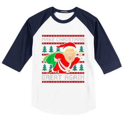 Funny Trump 2024 Make Christmas Great Again Ugly Sweater Cute Gift Baseball Sleeve Shirt