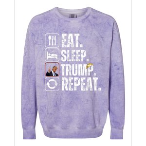 Funny Trump 2024 Take America Back American Flag Colorblast Crewneck Sweatshirt