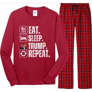 Funny Trump 2024 Take America Back American Flag Long Sleeve Pajama Set