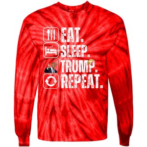 Funny Trump 2024 Take America Back American Flag Tie-Dye Long Sleeve Shirt