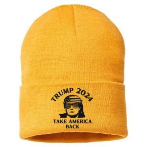 Funny Trump 2024 Take America Back Sunglasses Sustainable Knit Beanie