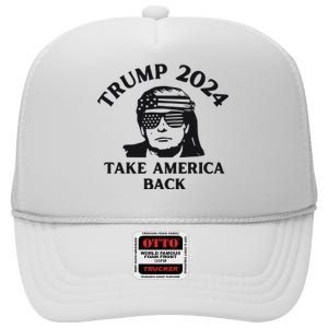 Funny Trump 2024 Take America Back Sunglasses High Crown Mesh Back Trucker Hat