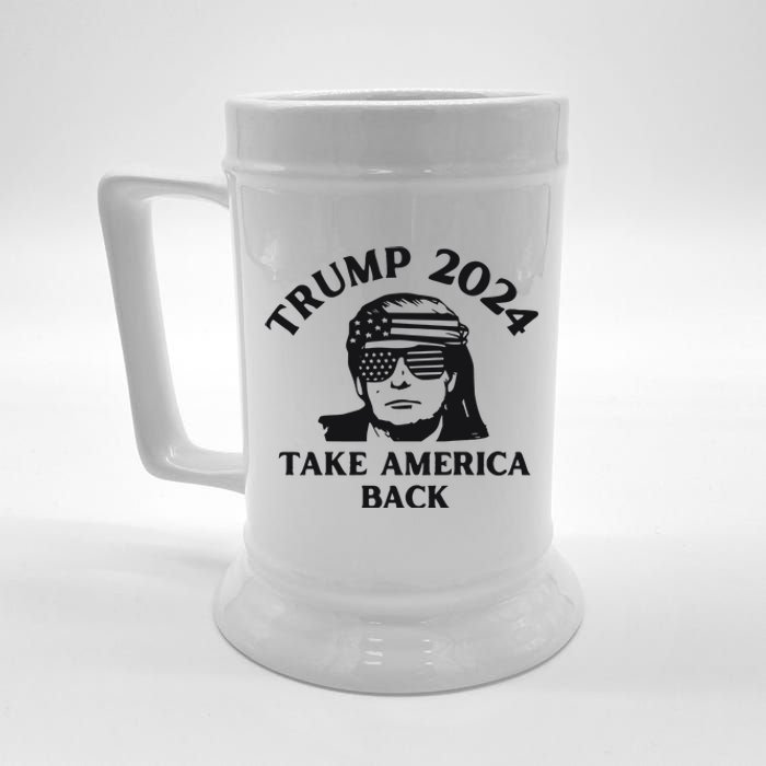 Funny Trump 2024 Take America Back Sunglasses Beer Stein