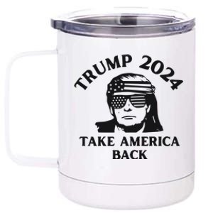 Funny Trump 2024 Take America Back Sunglasses 12 oz Stainless Steel Tumbler Cup