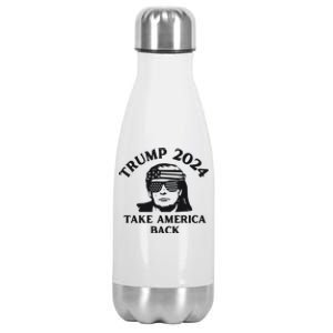 Funny Trump 2024 Take America Back Sunglasses Stainless Steel Insulated Water Bottle