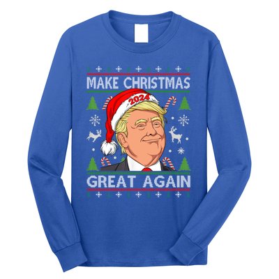 Funny Trump 2024 Make Christmas Great Again Ugly Sweater Funny Gift Long Sleeve Shirt