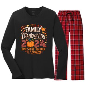 Family Thanksgiving 2024 Thanksgiving Crew Matching Group Women's Long Sleeve Flannel Pajama Set 