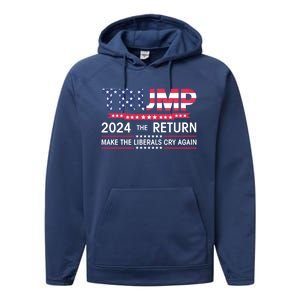 Funny Trump 2024 The Return Make Liberals Cry Again Election Gift Performance Fleece Hoodie