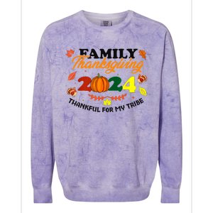 Family Thanksgiving 2024 Thankful For My Tribe Group Autumn Colorblast Crewneck Sweatshirt