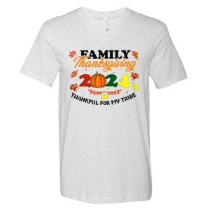 Family Thanksgiving 2024 Thankful For My Tribe Group Autumn V-Neck T-Shirt