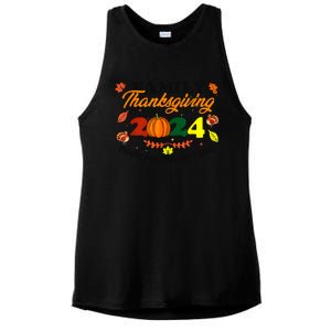 Family Thanksgiving 2024 Thankful For My Tribe Group Autumn Ladies PosiCharge Tri-Blend Wicking Tank