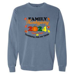 Family Thanksgiving 2024 Thankful For My Tribe Group Autumn Garment-Dyed Sweatshirt