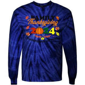 Family Thanksgiving 2024 Thankful For My Tribe Group Autumn Tie-Dye Long Sleeve Shirt