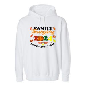 Family Thanksgiving 2024 Thankful For My Tribe Group Autumn Garment-Dyed Fleece Hoodie