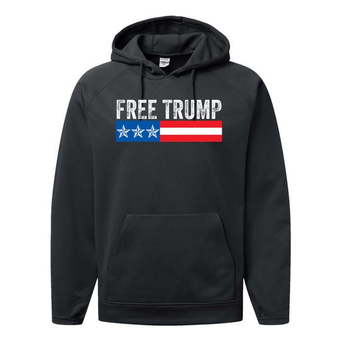 Free Trump 2024 Donald Trump USA Election Performance Fleece Hoodie