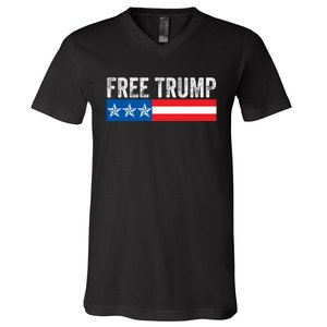 Free Trump 2024 Donald Trump USA Election V-Neck T-Shirt