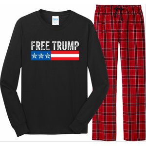 Free Trump 2024 Donald Trump USA Election Long Sleeve Pajama Set