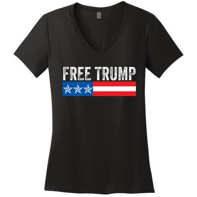 Free Trump 2024 Donald Trump USA Election Women's V-Neck T-Shirt