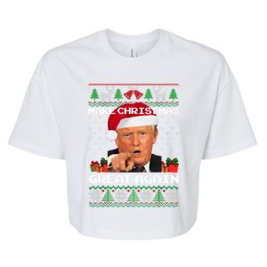 Funny Trump 2024 Make Christmas Great Again Ugly Sweater Gift Bella+Canvas Jersey Crop Tee