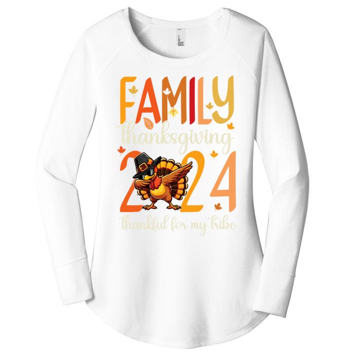 Family Thanksgiving 2024 Thankful For My Tribe Group Autumn Women's Perfect Tri Tunic Long Sleeve Shirt