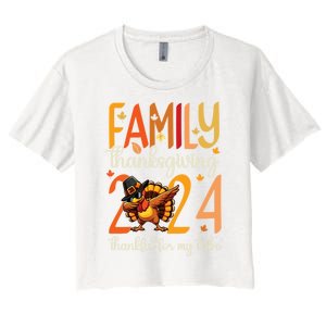 Family Thanksgiving 2024 Thankful For My Tribe Group Autumn Women's Crop Top Tee