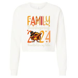 Family Thanksgiving 2024 Thankful For My Tribe Group Autumn Cropped Pullover Crew