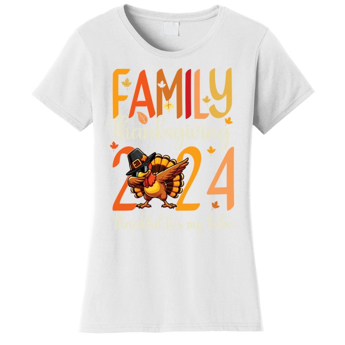 Family Thanksgiving 2024 Thankful For My Tribe Group Autumn Women's T-Shirt