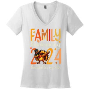 Family Thanksgiving 2024 Thankful For My Tribe Group Autumn Women's V-Neck T-Shirt