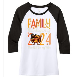 Family Thanksgiving 2024 Thankful For My Tribe Group Autumn Women's Tri-Blend 3/4-Sleeve Raglan Shirt