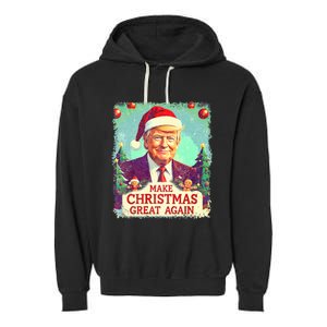 Funny Trump 2024 Make Christmas Great Again Ugly Garment-Dyed Fleece Hoodie