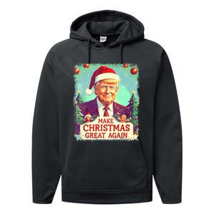 Funny Trump 2024 Make Christmas Great Again Ugly Performance Fleece Hoodie