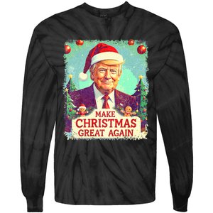 Funny Trump 2024 Make Christmas Great Again Ugly Tie-Dye Long Sleeve Shirt