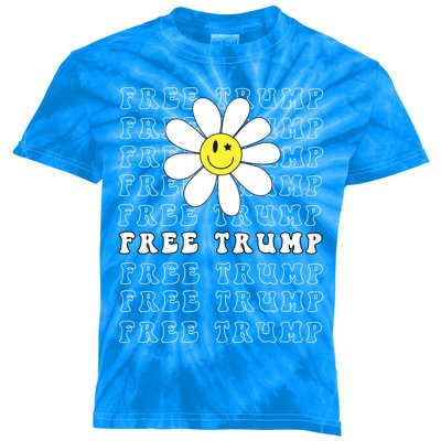 Free Trump 2024 Take America Back Vintage Patriotic Gift Kids Tie-Dye T-Shirt