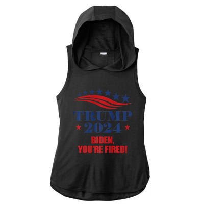 Funny Trump 2024 Biden You're Fired Trump Return Anti Biden Ladies PosiCharge Tri-Blend Wicking Draft Hoodie Tank