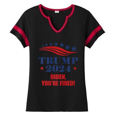 Funny Trump 2024 Biden You're Fired Trump Return Anti Biden Ladies Halftime Notch Neck Tee