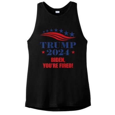 Funny Trump 2024 Biden You're Fired Trump Return Anti Biden Ladies PosiCharge Tri-Blend Wicking Tank