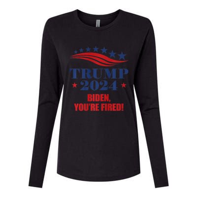 Funny Trump 2024 Biden You're Fired Trump Return Anti Biden Womens Cotton Relaxed Long Sleeve T-Shirt