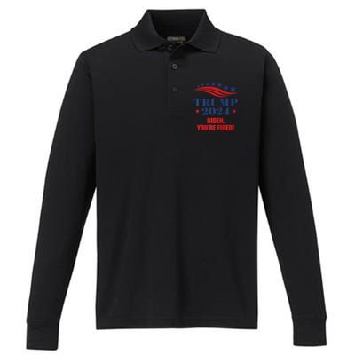 Funny Trump 2024 Biden You're Fired Trump Return Anti Biden Performance Long Sleeve Polo