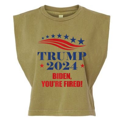 Funny Trump 2024 Biden You're Fired Trump Return Anti Biden Garment-Dyed Women's Muscle Tee