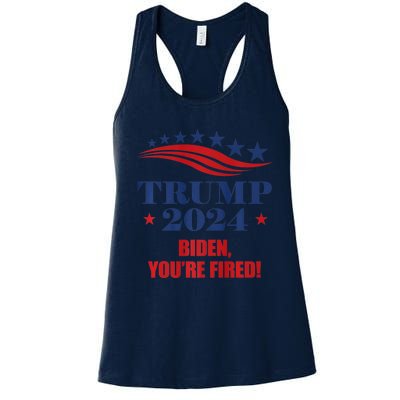 Funny Trump 2024 Biden You're Fired Trump Return Anti Biden Women's Racerback Tank