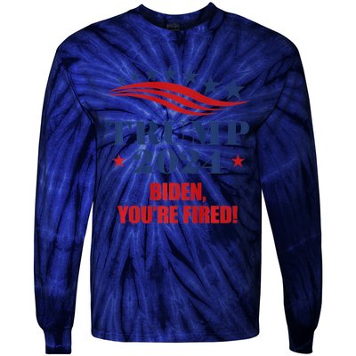 Funny Trump 2024 Biden You're Fired Trump Return Anti Biden Tie-Dye Long Sleeve Shirt