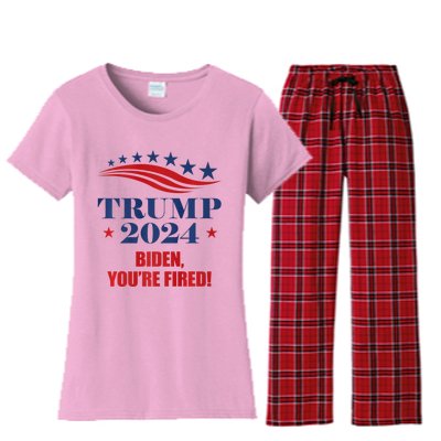 Funny Trump 2024 Biden You're Fired Trump Return Anti Biden Women's Flannel Pajama Set