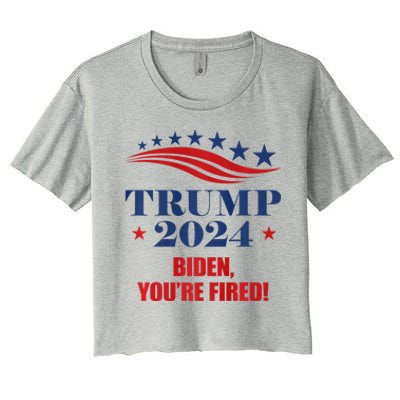 Funny Trump 2024 Biden You're Fired Trump Return Anti Biden Women's Crop Top Tee