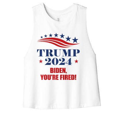 Funny Trump 2024 Biden You're Fired Trump Return Anti Biden Women's Racerback Cropped Tank