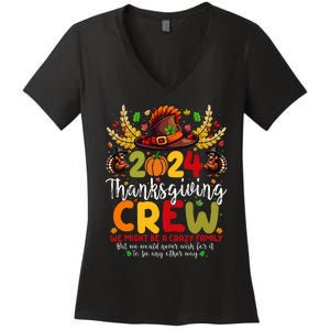 Family Thanksgiving 2024 Thanksgiving Crew Turkey Matching Women's V-Neck T-Shirt