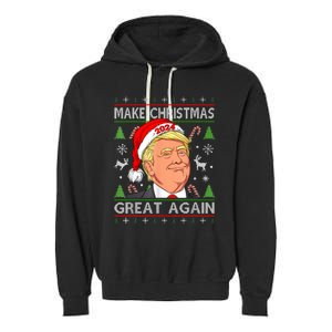 Funny Trump 2024 Make Christmas Great Again Ugly Sweater Garment-Dyed Fleece Hoodie