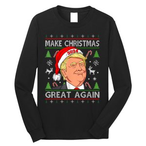 Funny Trump 2024 Make Christmas Great Again Ugly Sweater Long Sleeve Shirt