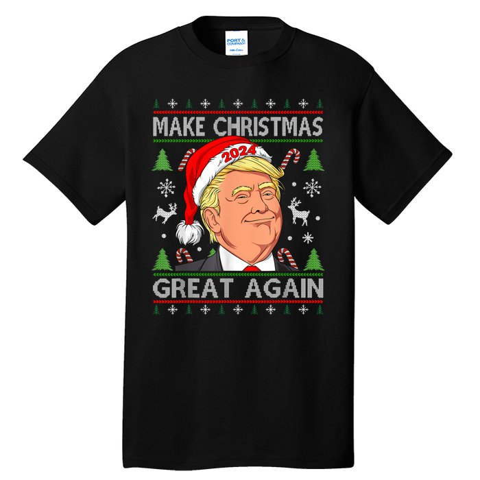 Funny Trump 2024 Make Christmas Great Again Ugly Sweater Tall T-Shirt